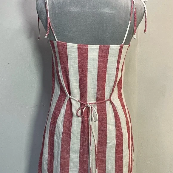 #0152 Skylar+Madison Red &White Linen Cotten Blend Spaghetti Strap Top-M - Picture 3 of 7